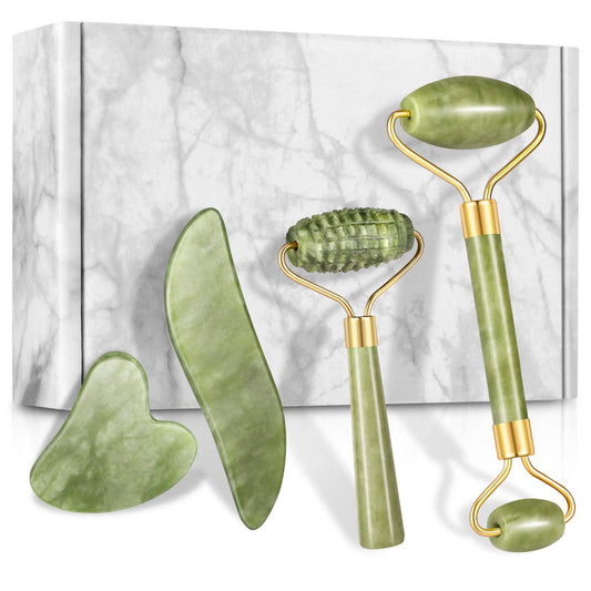 Facial Massager Set with Jade Roller and Gua Sha Tools for Anti-Aging and Skincare